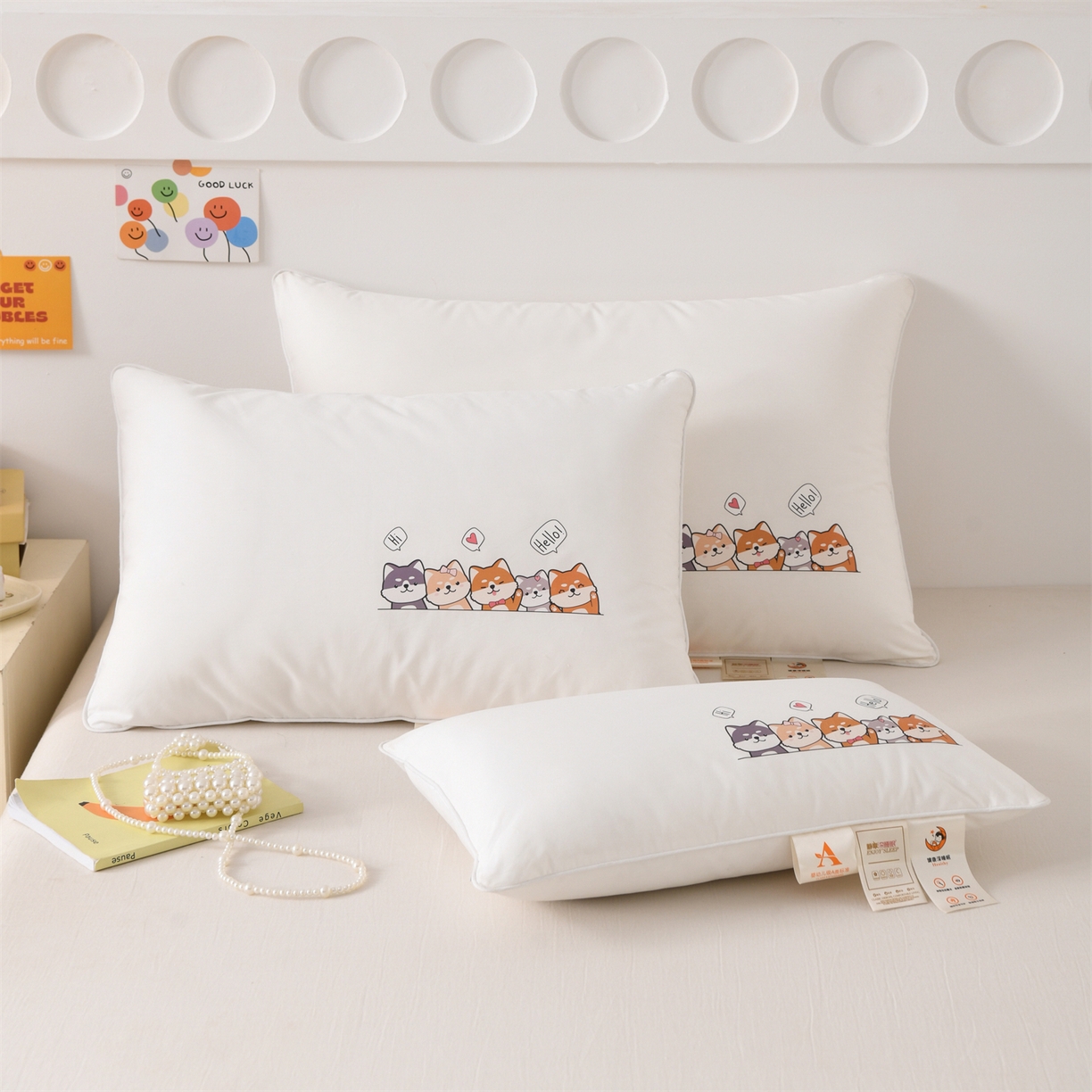 91家纺网 家纺一手货源 找家纺 织布人 2026新款A类全棉卡通软枕枕头枕芯 小狗乐园