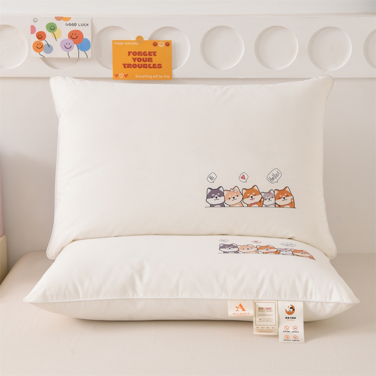 91家纺网 家纺一手货源 找家纺 织布人 2026新款A类全棉卡通软枕枕头枕芯 小狗乐园