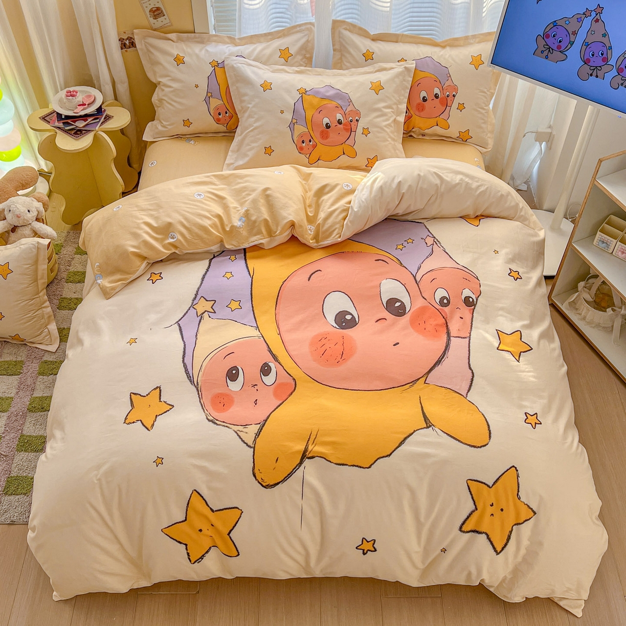 91家纺网 家纺一手货源 找家纺 浩诚 2026新款全棉卡通四件套第3批（陆续更新） 星光灿烂