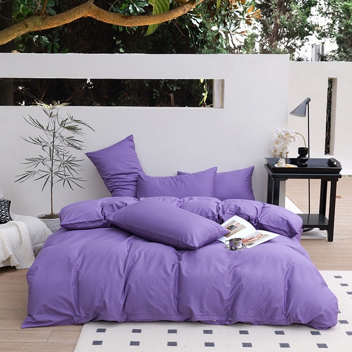 91家纺网 家纺一手货源 找家纺 （总）柏钧家纺 2026新款ins简约纯色亲肤磨毛可定制外贸尺寸被套枕套三件套芦荟棉