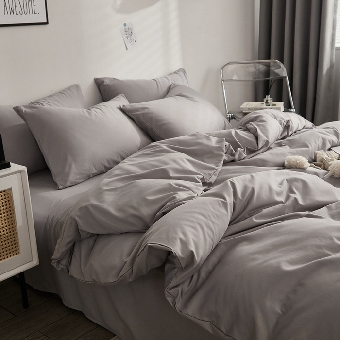 91家纺网 家纺一手货源 找家纺 柏钧家纺 2026新款ins简约纯色亲肤磨毛可定制外贸尺寸被套枕套三件套芦荟棉 浅灰