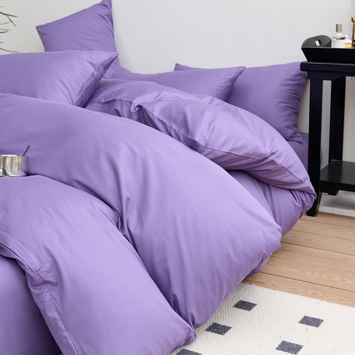 91家纺网 家纺一手货源 找家纺 柏钧家纺 2026新款ins简约纯色亲肤磨毛可定制外贸尺寸被套枕套三件套芦荟棉 香芋紫