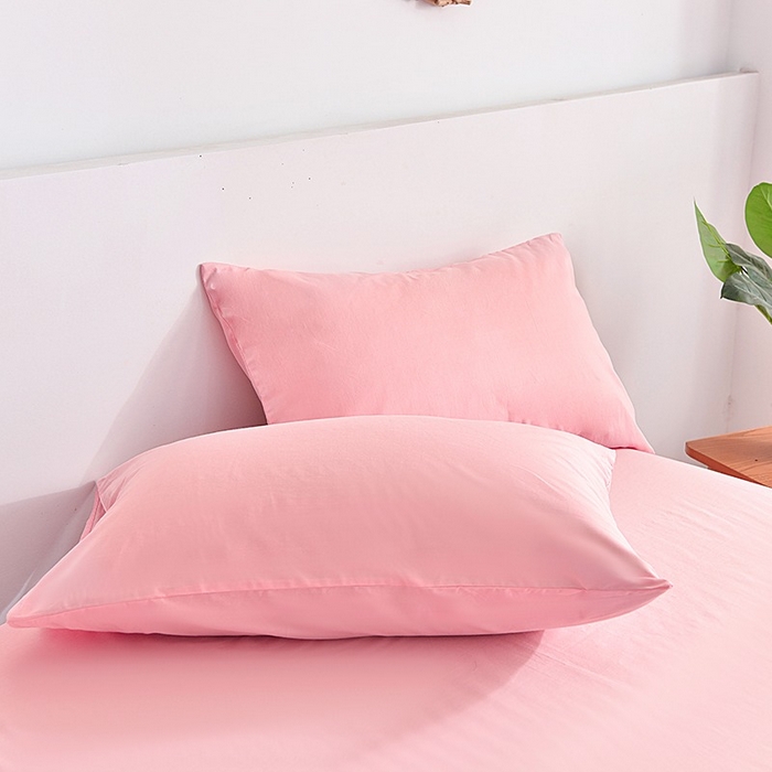 91家纺网 家纺一手货源 找家纺 柏钧家纺 2026新款ins简约纯色亲肤磨毛可定制外贸尺寸被套枕套三件套芦荟棉 粉玉色