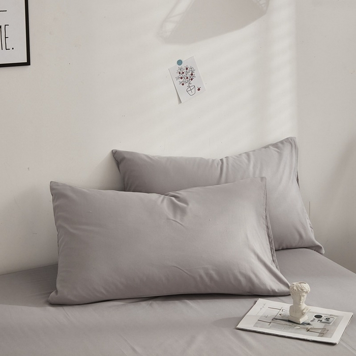 91家纺网 家纺一手货源 找家纺 柏钧家纺 2026新款ins简约纯色亲肤磨毛可定制外贸尺寸被套枕套三件套芦荟棉 浅灰