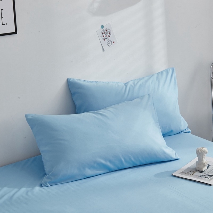 91家纺网 家纺一手货源 找家纺 柏钧家纺 2026新款ins简约纯色亲肤磨毛可定制外贸尺寸被套枕套三件套芦荟棉 天空兰