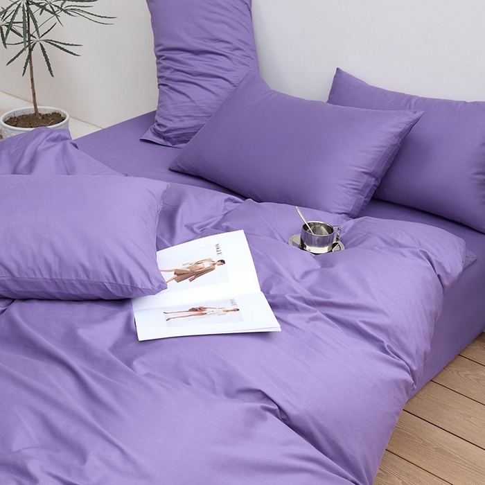 91家纺网 家纺一手货源 找家纺 柏钧家纺 2026新款ins简约纯色亲肤磨毛可定制外贸尺寸被套枕套三件套芦荟棉 香芋紫