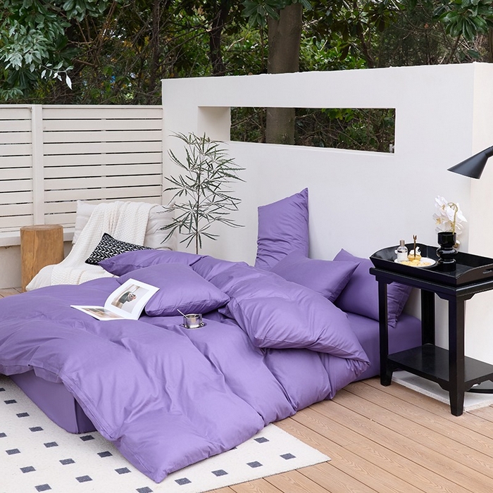 91家纺网 家纺一手货源 找家纺 柏钧家纺 2026新款ins简约纯色亲肤磨毛可定制外贸尺寸被套枕套三件套芦荟棉 香芋紫