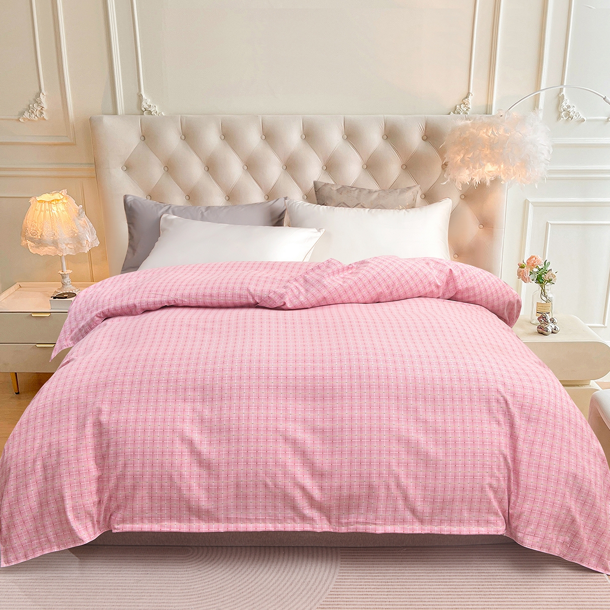 91家纺网 家纺一手货源 找家纺 小雨家纺 2026新款12868纯棉三件套 爱尚-灰