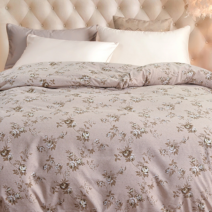 91家纺网 家纺一手货源 找家纺 小雨家纺 2026新款云锦棉韩版印花单被套系列 花屿9055咖拿铁棕