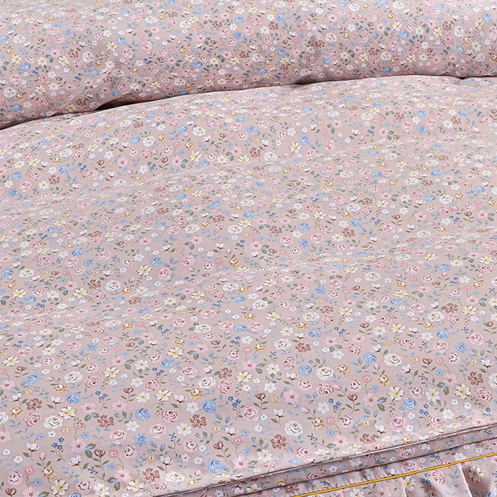 91家纺网 家纺一手货源 找家纺 小雨家纺 2026新款云锦棉韩版印花单被套系列 花艺（贝卡黄