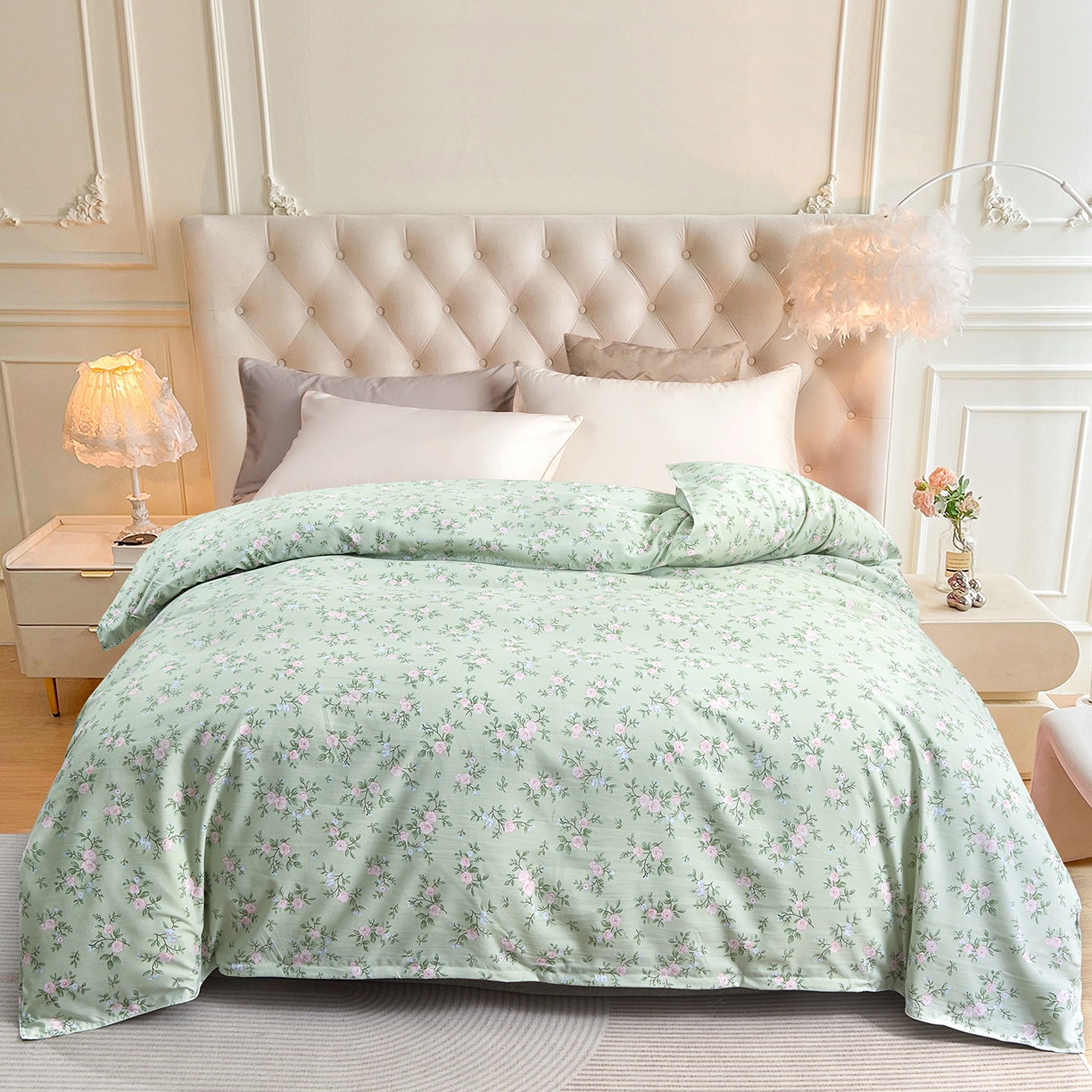 小雨家纺 2026新款云锦棉韩版印花单被套系列 绿野仙踪9019山野绿