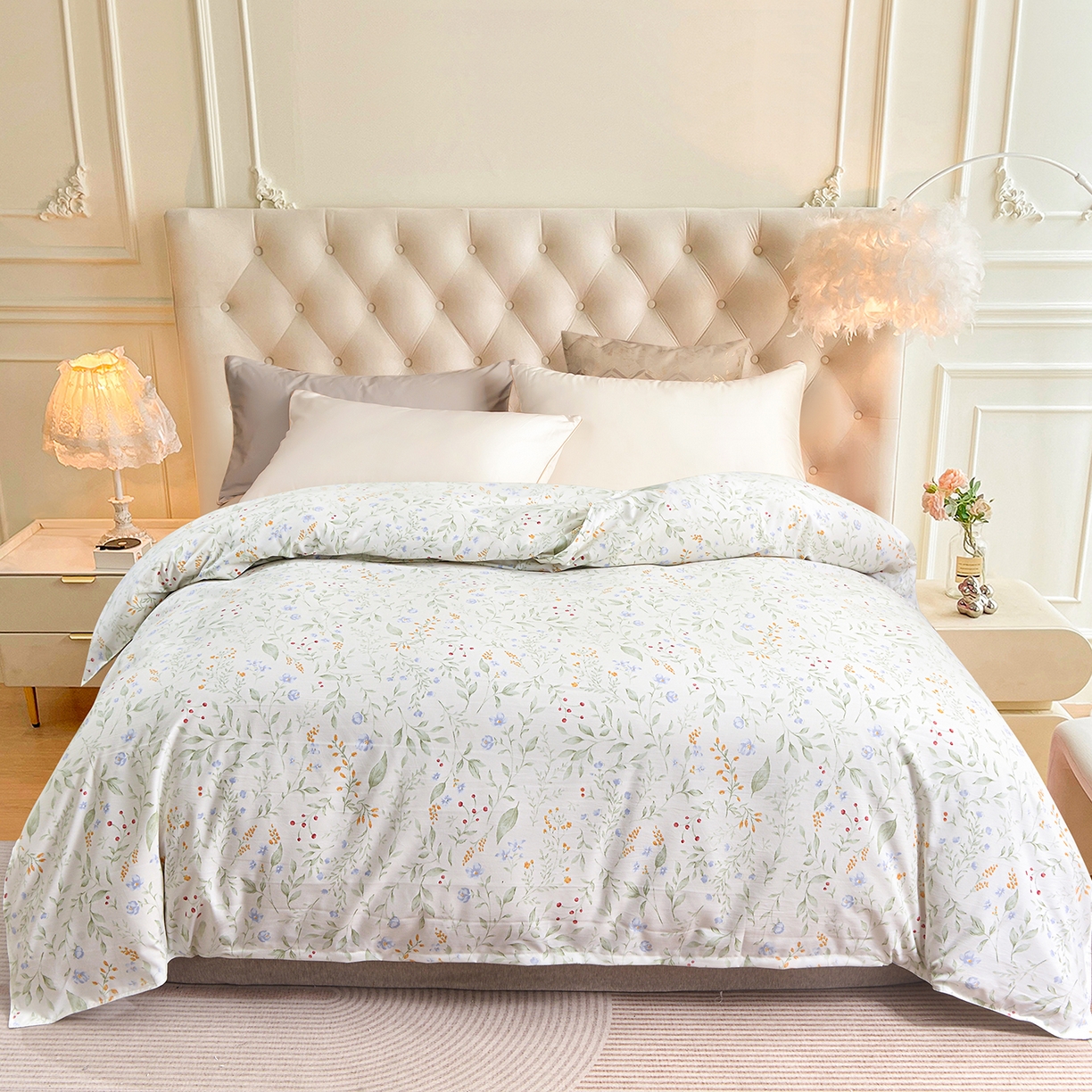 小雨家纺 2026新款云锦棉韩版印花单被套系列 云望舒9053（山野绿）