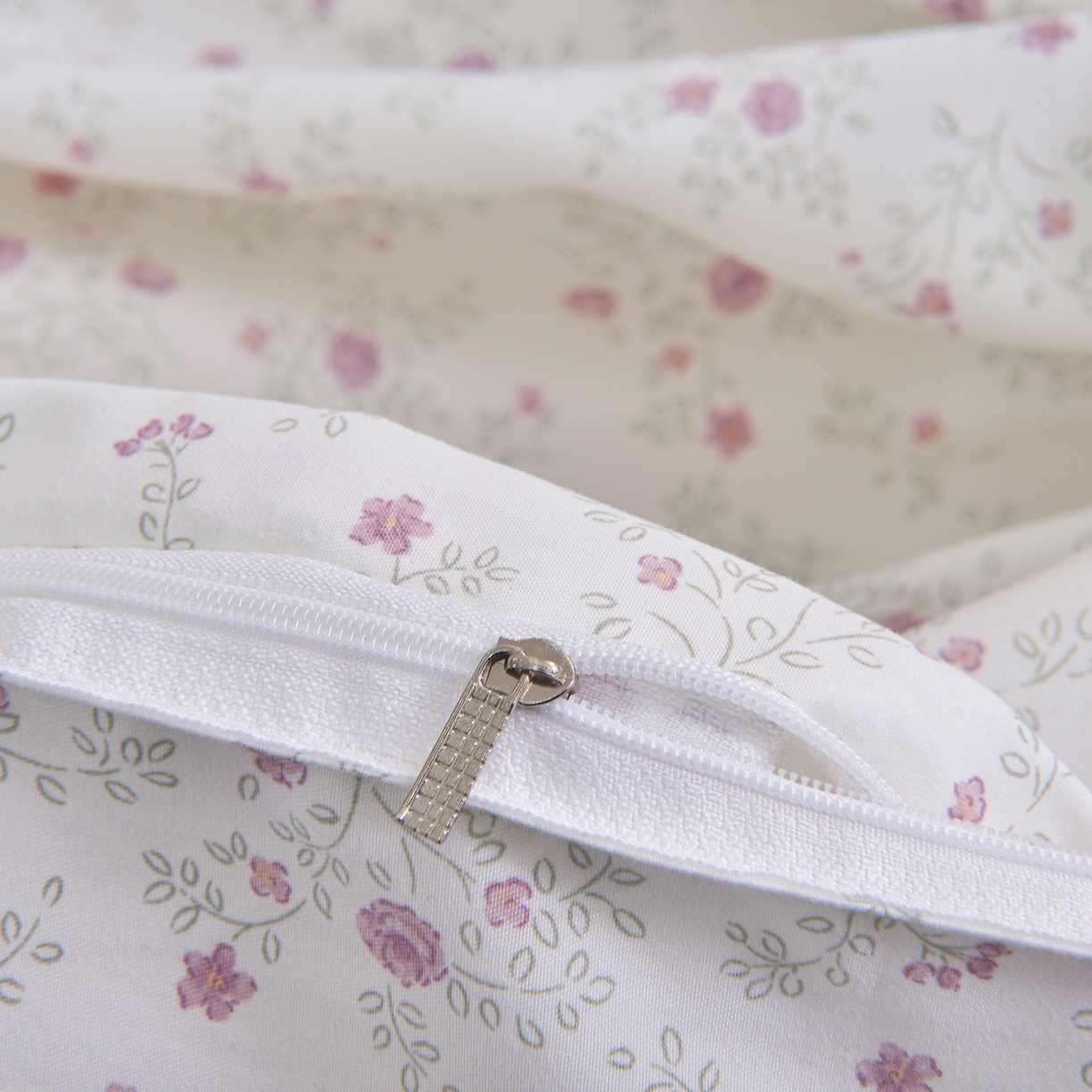 91家纺网 家纺一手货源 找家纺 小雨家纺 2026新款云锦棉韩版印花单被套系列 花盎然9018雪青