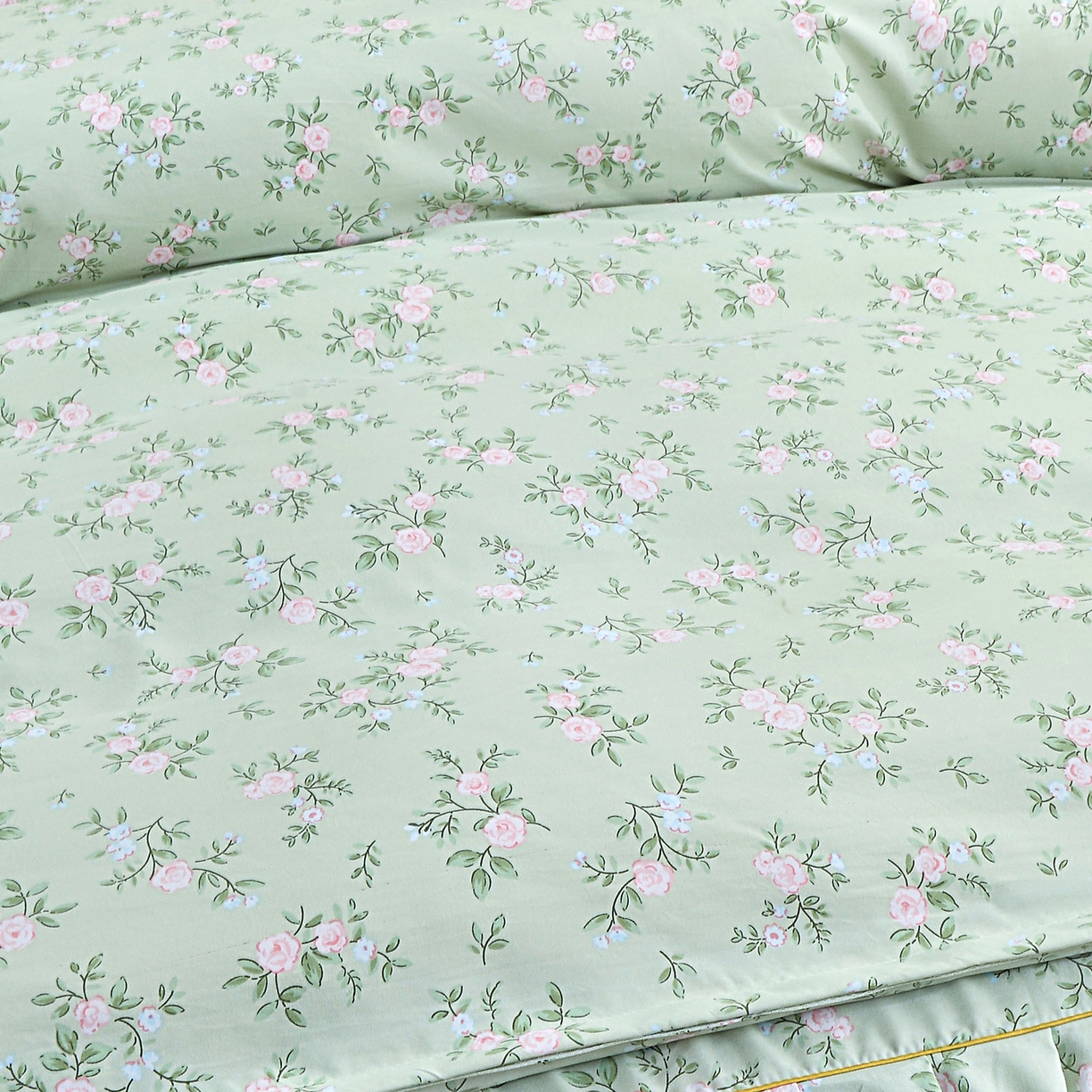 91家纺网 家纺一手货源 找家纺 小雨家纺 2026新款云锦棉韩版印花单被套系列 绿野仙踪9019山野绿