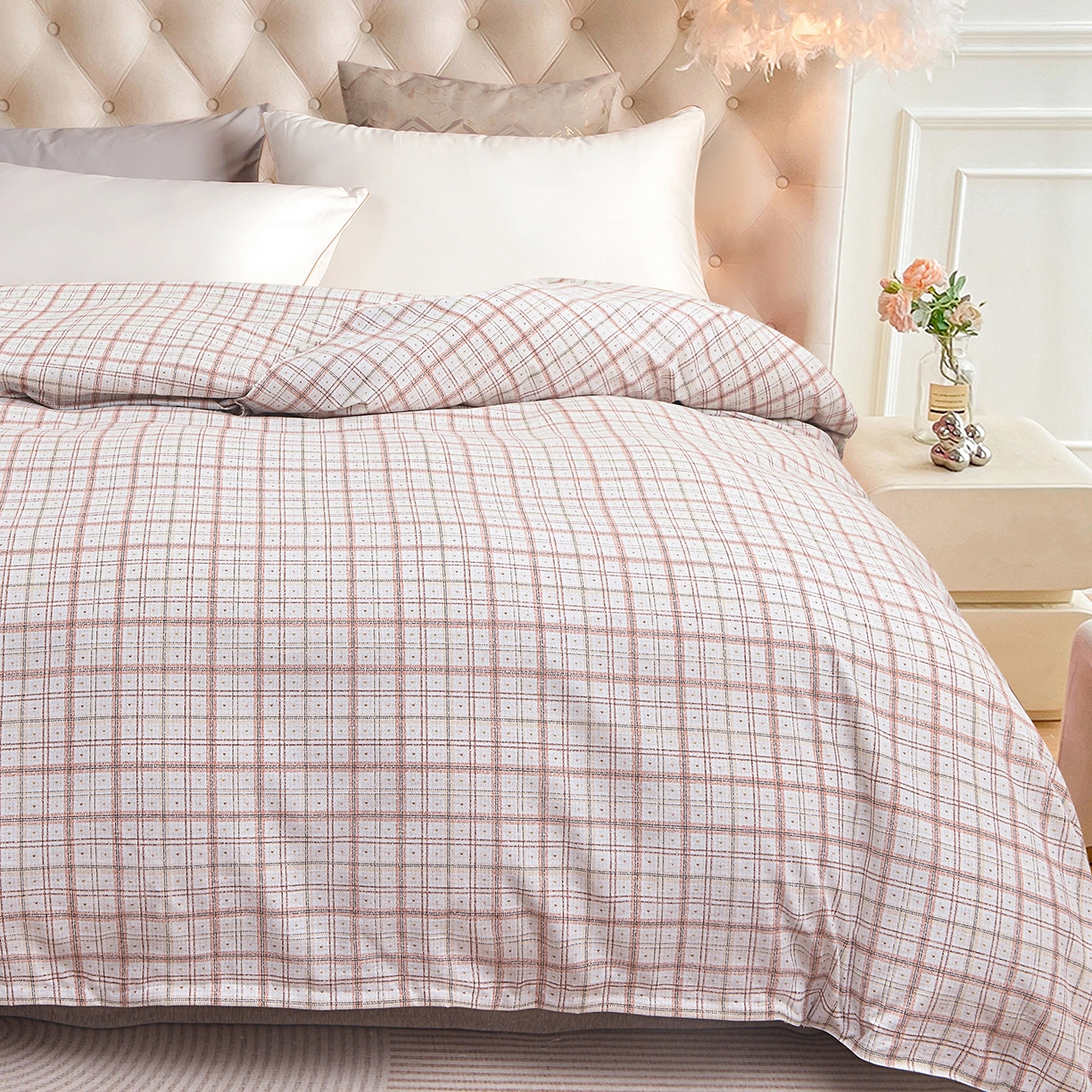 91家纺网 家纺一手货源 找家纺 小雨家纺 2026新款云锦棉韩版印花单被套系列 卡德尔（拿铁棕）