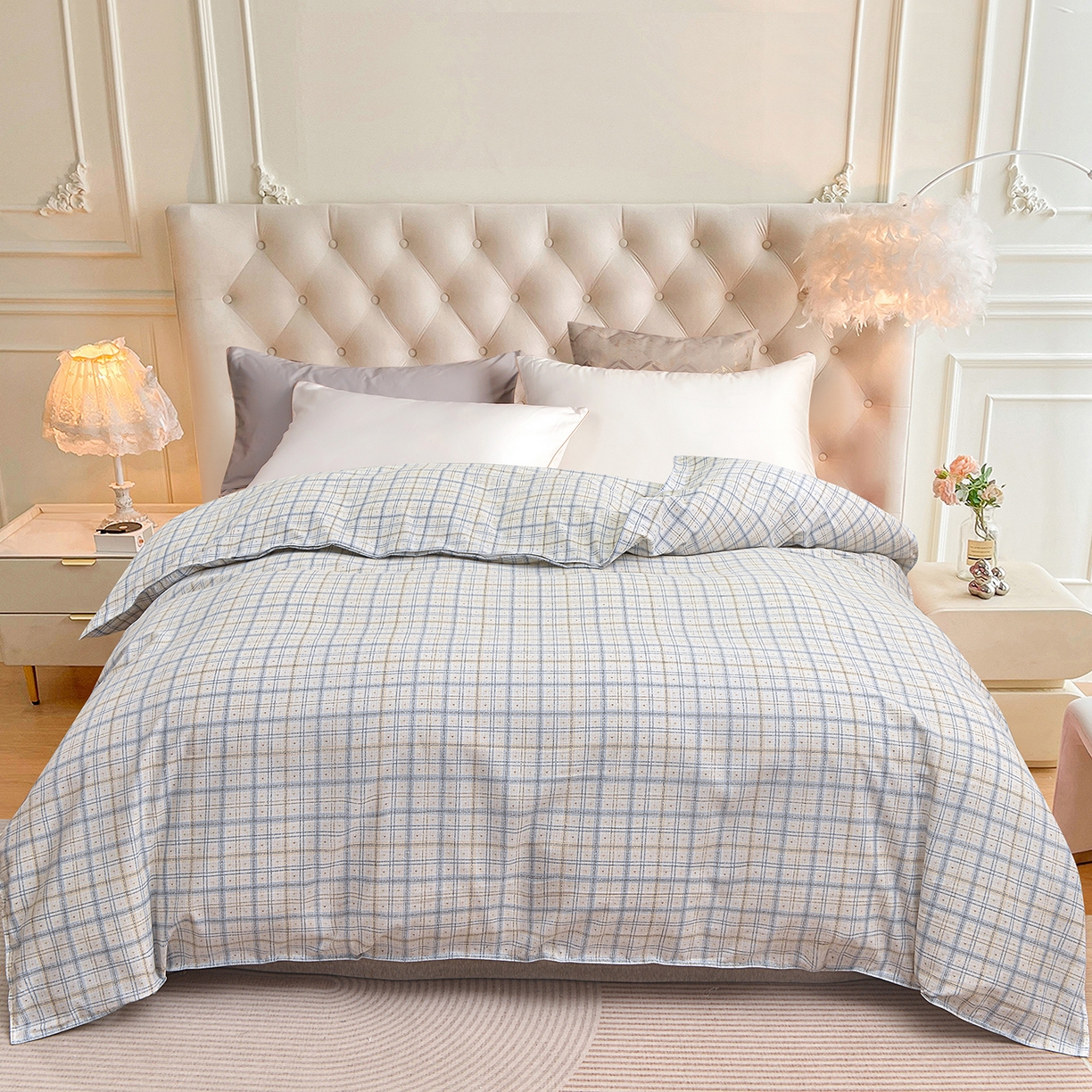 小雨家纺 2026新款云锦棉韩版印花单被套系列 卡德尔（星河灰）