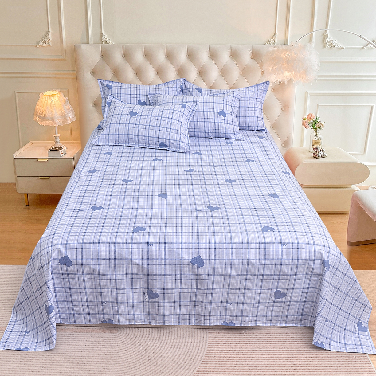 小雨家纺 2026新款云锦棉韩版印花单床单系列 怦然心动（冷凝灰）