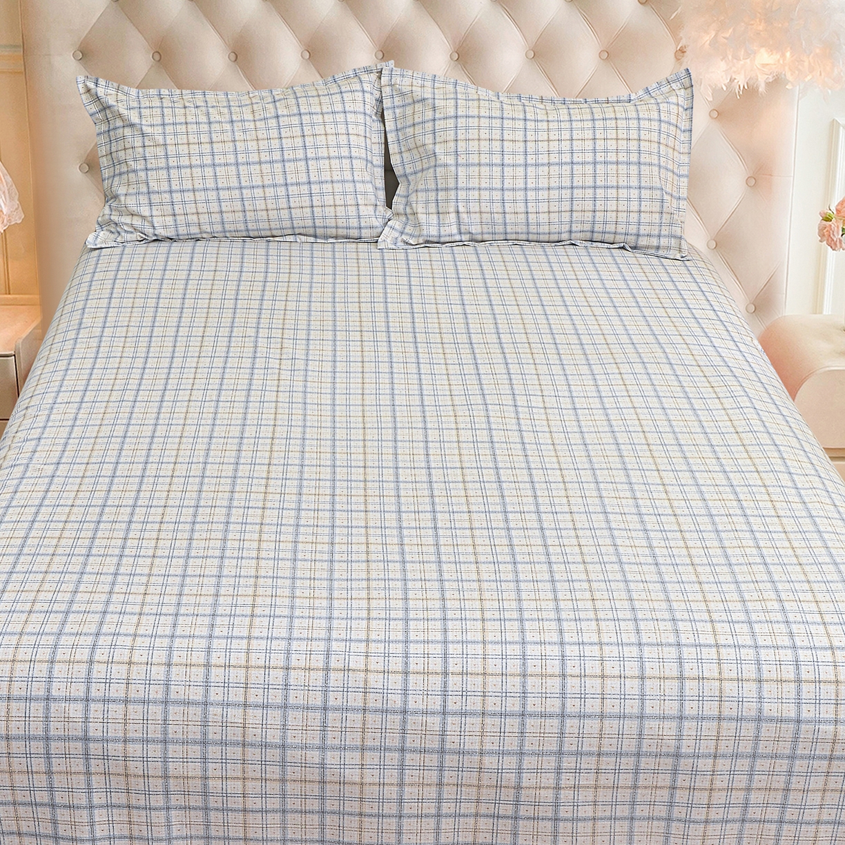 91家纺网 家纺一手货源 找家纺 小雨家纺 2026新款云锦棉韩版印花单床单系列 卡德尔（星河灰）