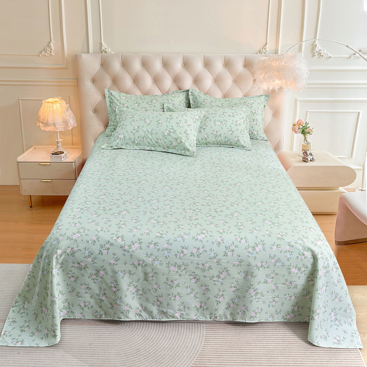 小雨家纺 2026新款云锦棉韩版印花单床单系列 绿野仙踪9019山野绿