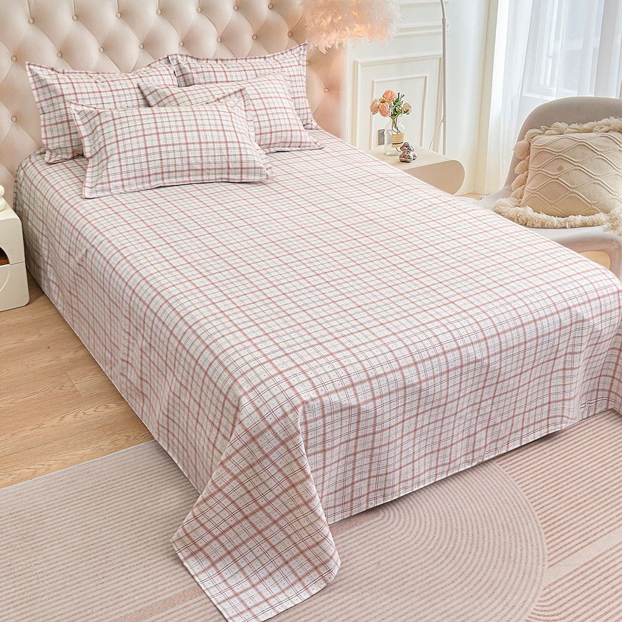 91家纺网 家纺一手货源 找家纺 小雨家纺 2026新款云锦棉韩版印花单床单系列 卡德尔（拿铁棕）