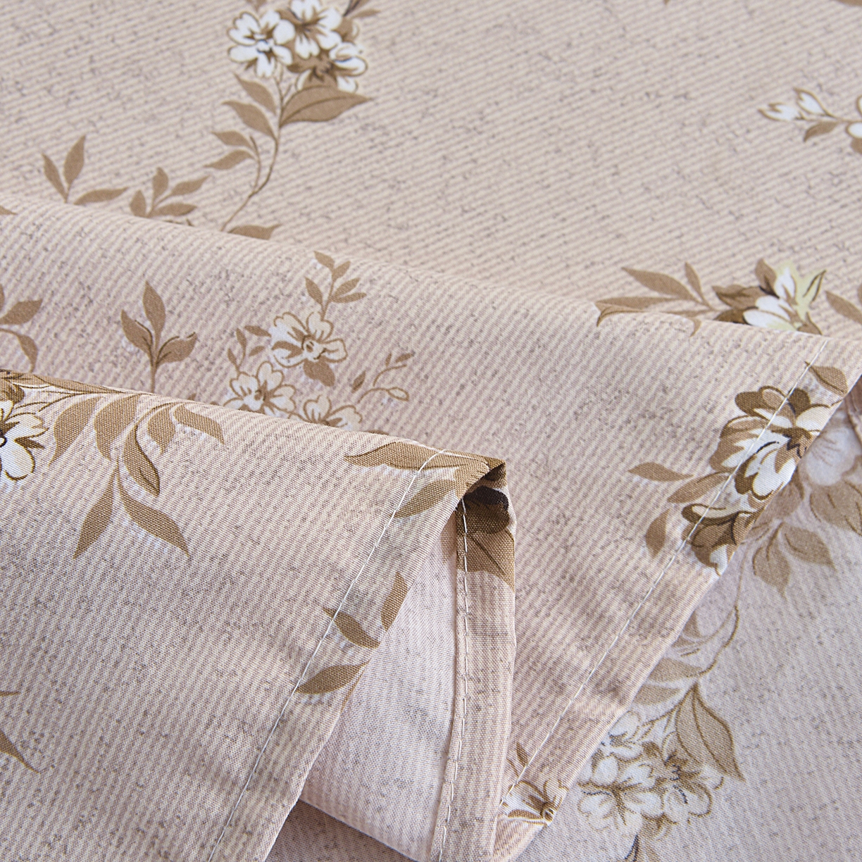 91家纺网 家纺一手货源 找家纺 小雨家纺 2026新款云锦棉韩版印花单床单系列 花屿9055咖拿铁棕