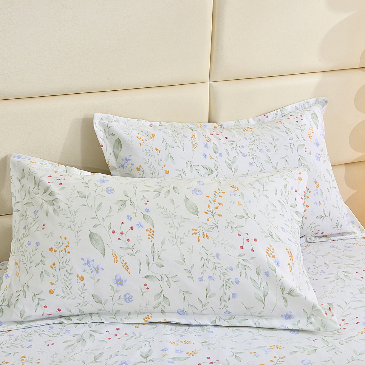 91家纺网 家纺一手货源 找家纺 小雨家纺 2026新款云锦棉韩版印花单床笠系列 云望舒9053（山野绿）