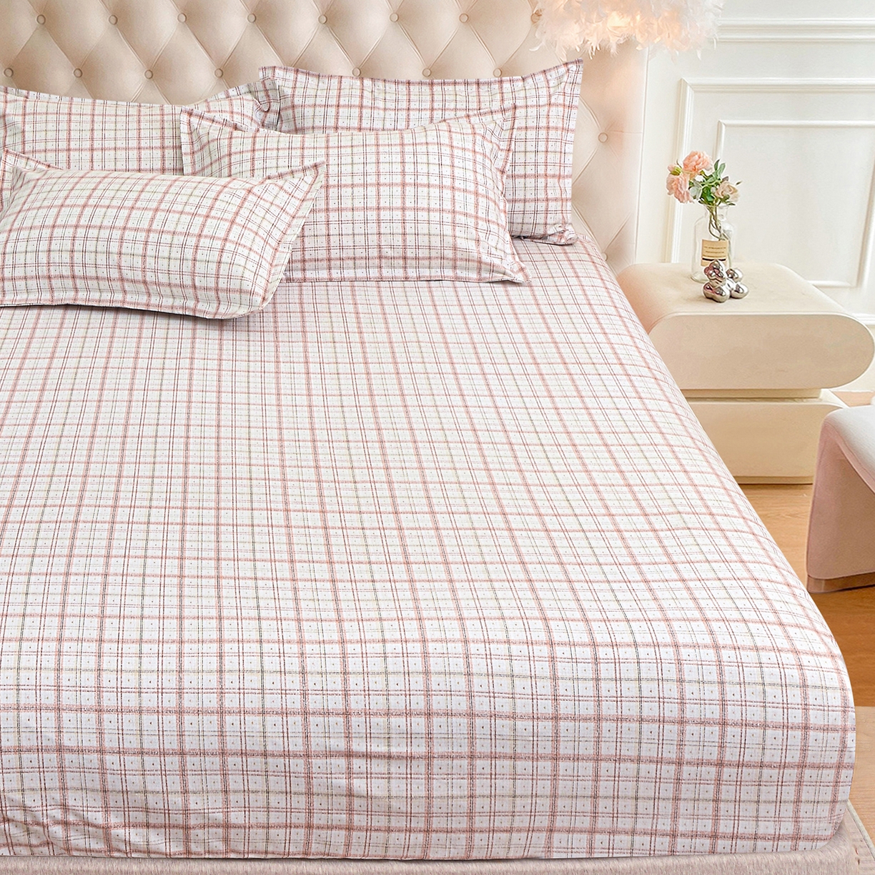 91家纺网 家纺一手货源 找家纺 小雨家纺 2026新款云锦棉韩版印花单床笠系列 卡德尔（拿铁棕）