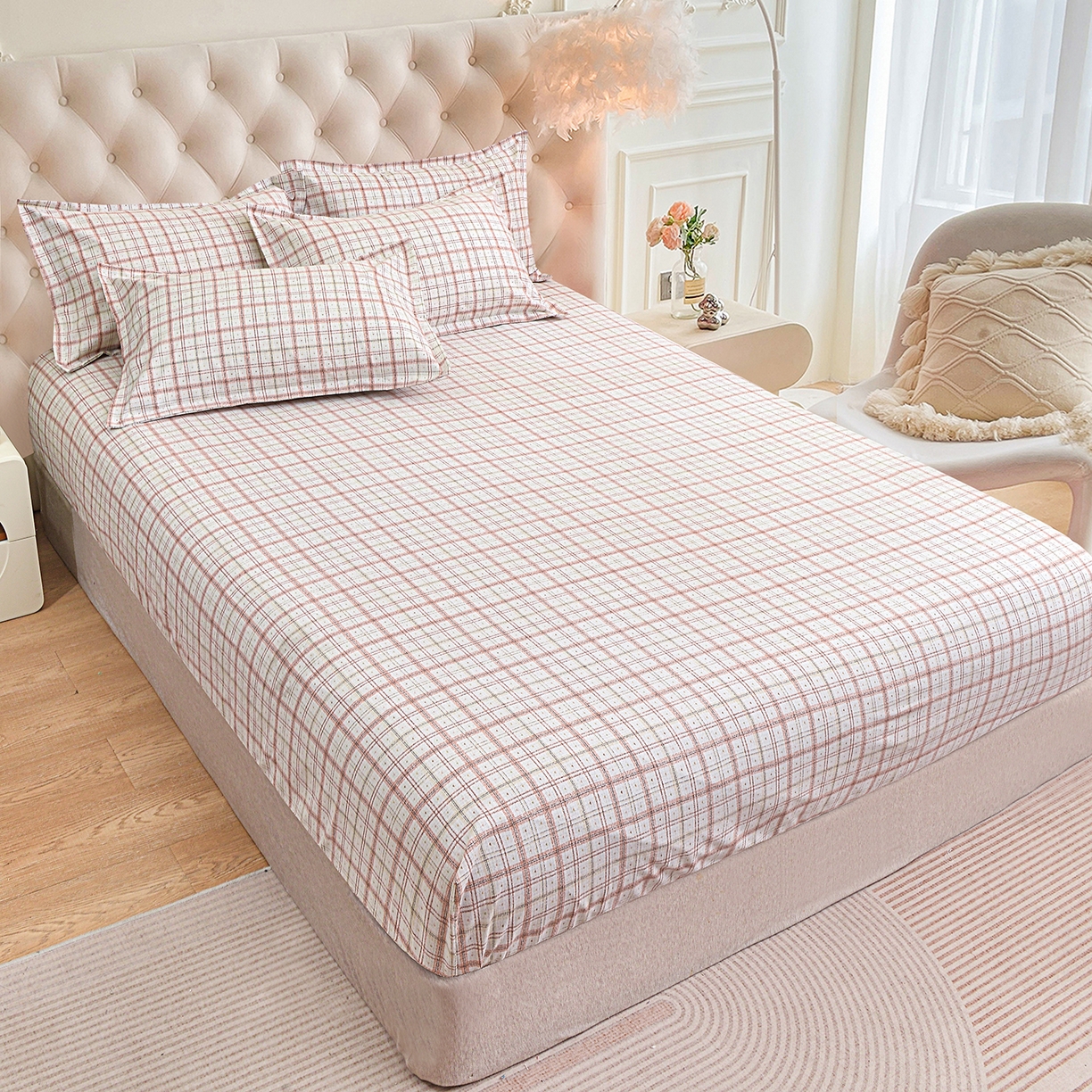 91家纺网 家纺一手货源 找家纺 小雨家纺 2026新款云锦棉韩版印花单床笠系列 卡德尔（拿铁棕）