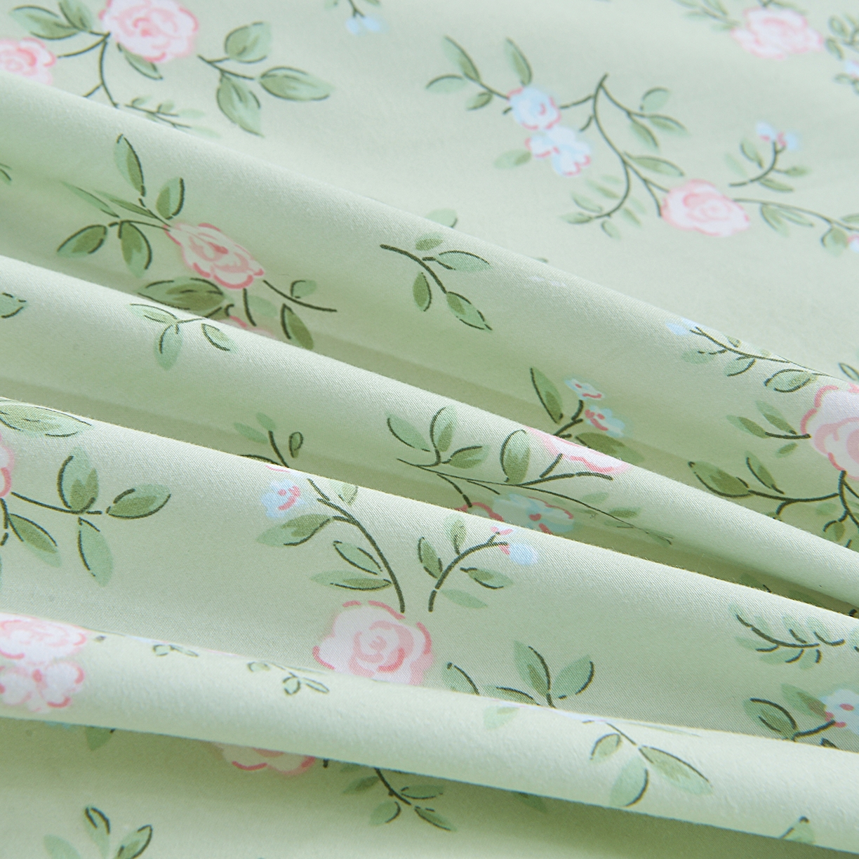 91家纺网 家纺一手货源 找家纺 小雨家纺 2026新款云锦棉韩版印花单床笠系列 绿野仙踪9019山野绿