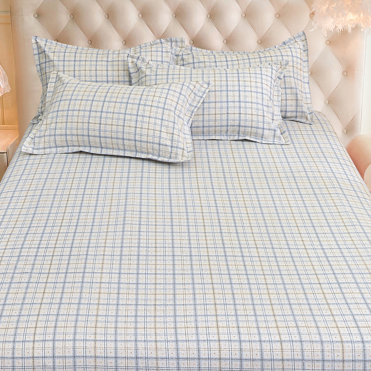 91家纺网 家纺一手货源 找家纺 小雨家纺 2026新款云锦棉韩版印花单床笠系列 卡德尔（星河灰）