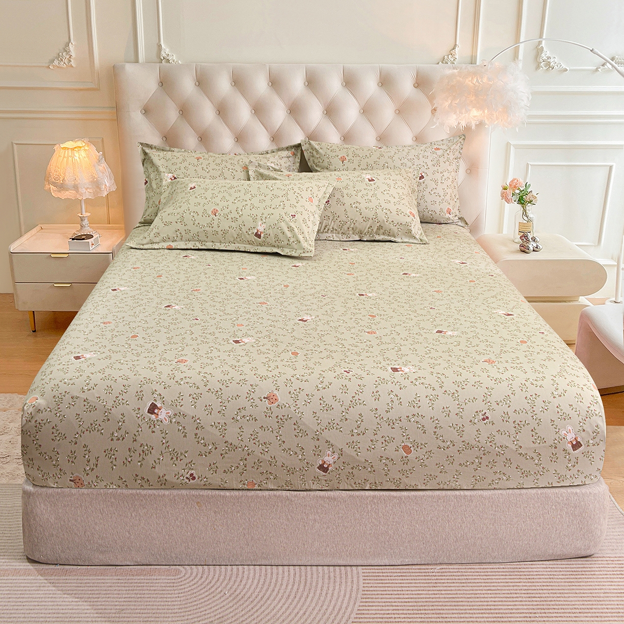 91家纺网 家纺一手货源 找家纺 （总）小雨家纺 2026新款云锦棉韩版印花单床笠系列