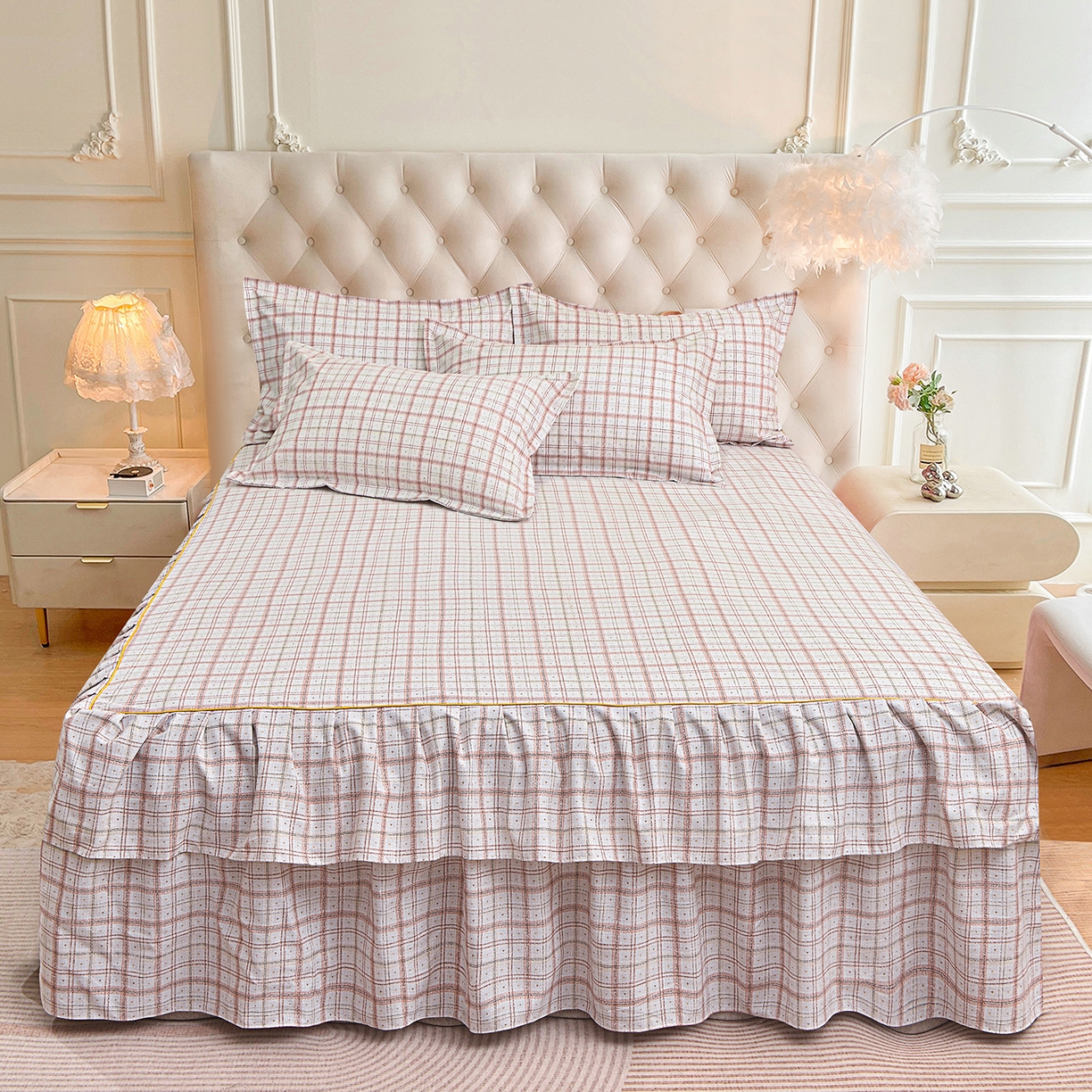 91家纺网 家纺一手货源 找家纺 （总）小雨家纺 2026新款云锦棉韩版印花单床裙系列