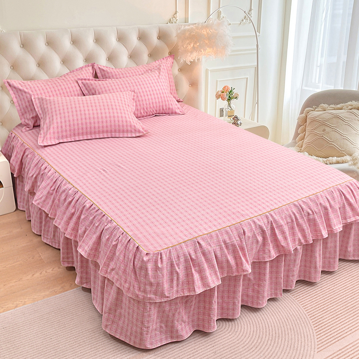 91家纺网 家纺一手货源 找家纺 （总）小雨家纺 2026新款云锦棉韩版印花单床裙系列