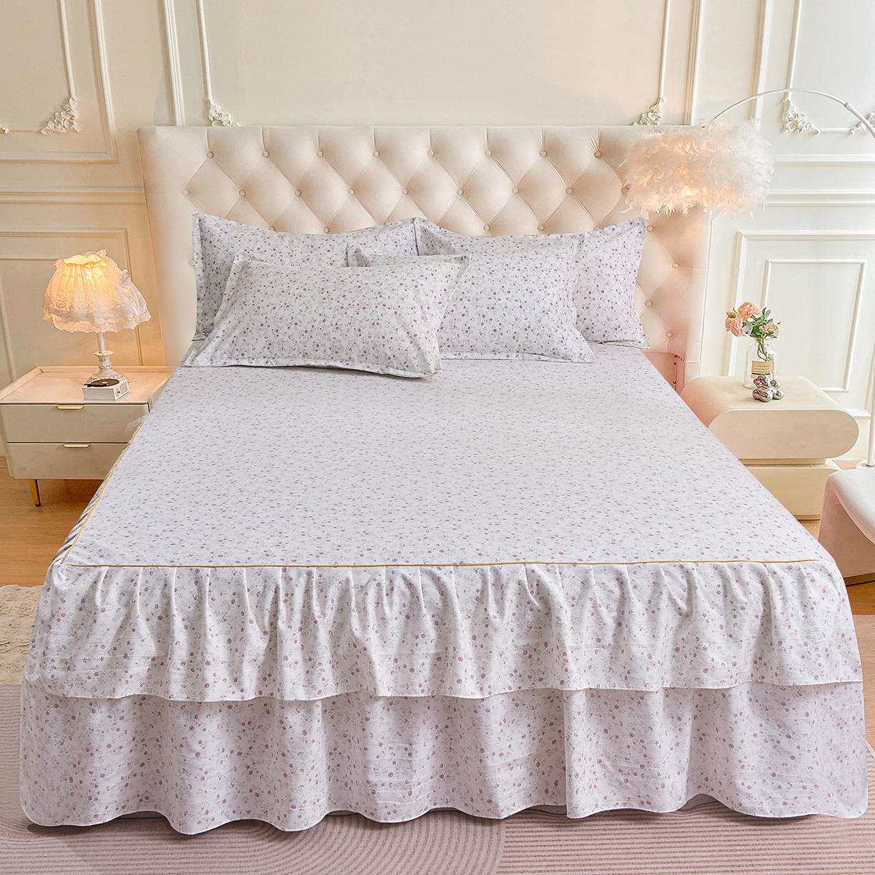 91家纺网 家纺一手货源 找家纺 （总）小雨家纺 2026新款云锦棉韩版印花单床裙系列