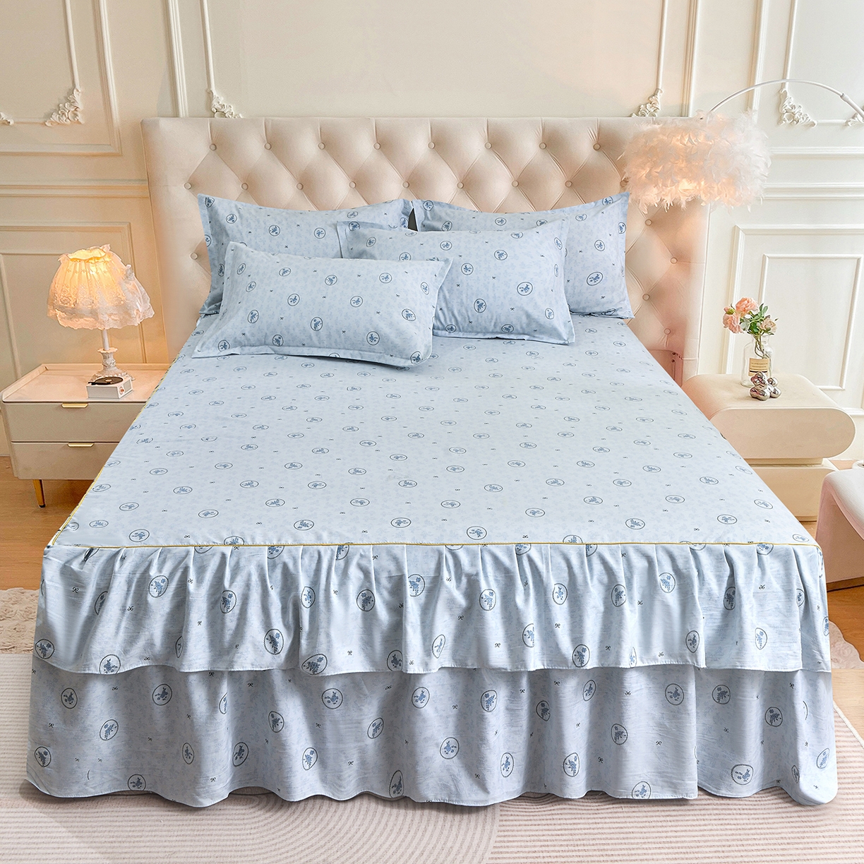 小雨家纺 2026新款云锦棉韩版印花单床裙系列 花香漫漫