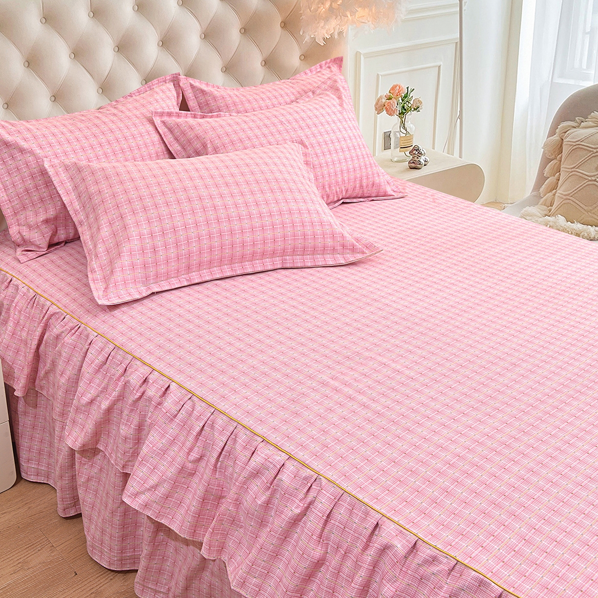 91家纺网 家纺一手货源 找家纺 （总）小雨家纺 2026新款云锦棉韩版印花单床裙系列