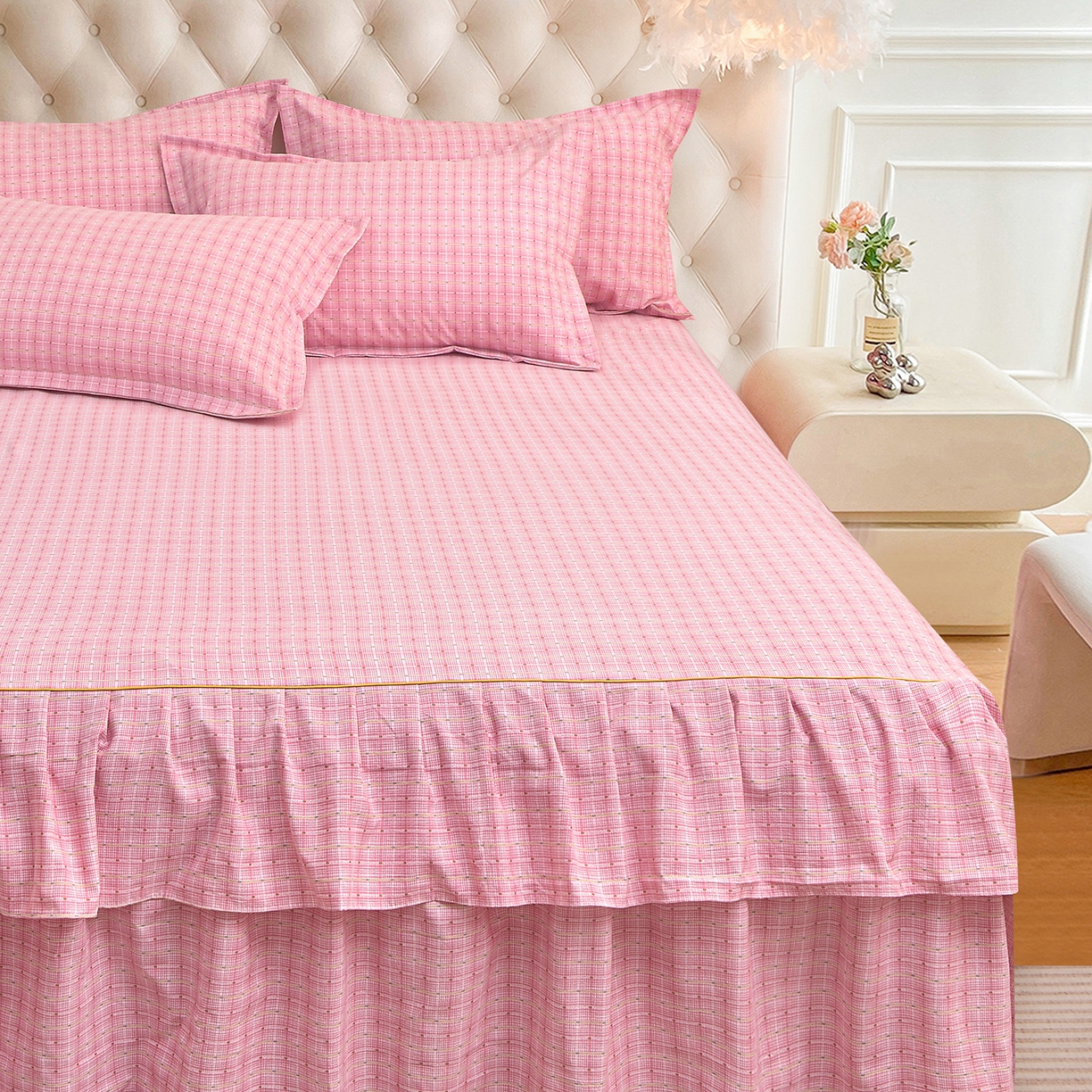 91家纺网 家纺一手货源 找家纺 （总）小雨家纺 2026新款云锦棉韩版印花单床裙系列