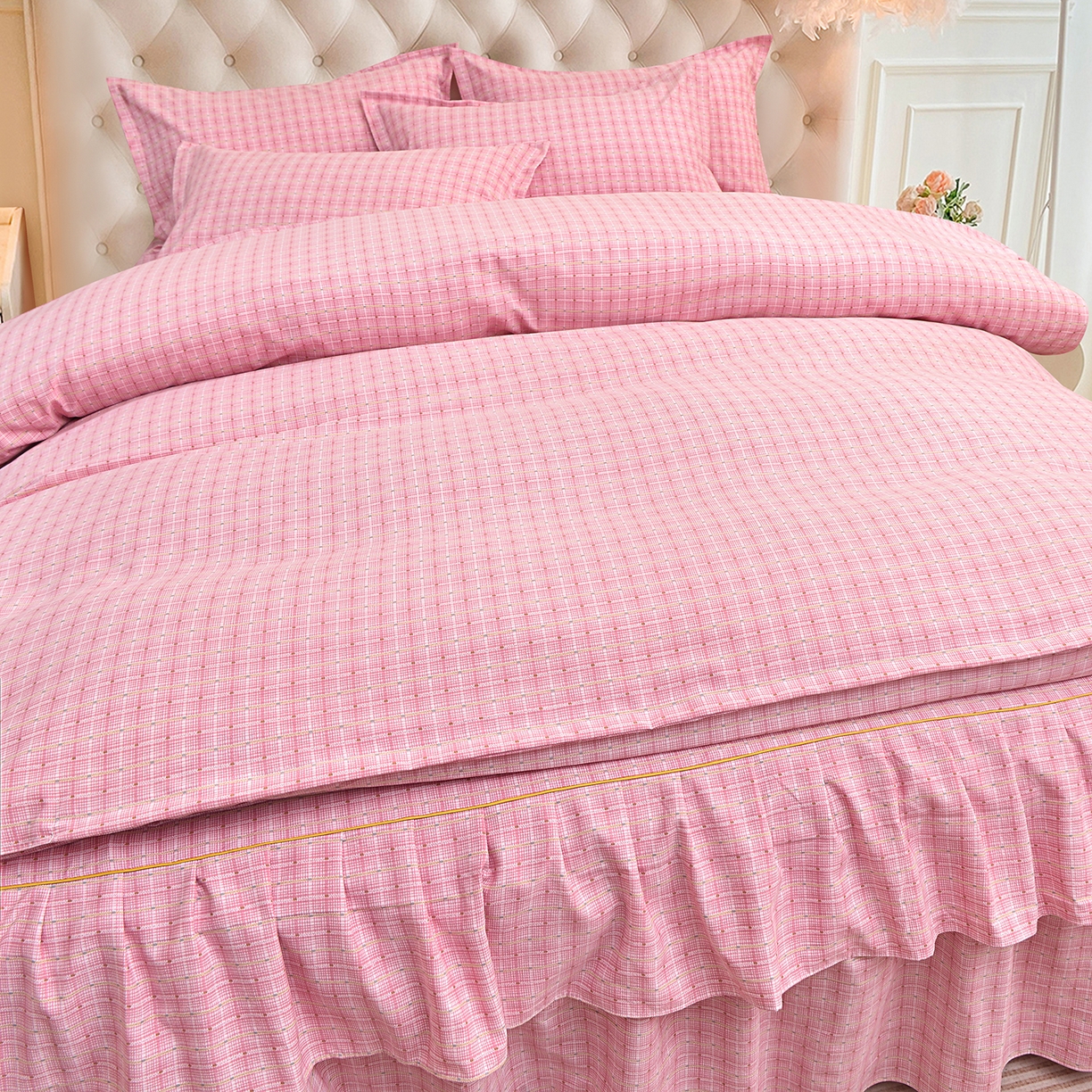 91家纺网 家纺一手货源 找家纺 （总）小雨家纺 2026新款云锦棉韩版印花单床裙系列