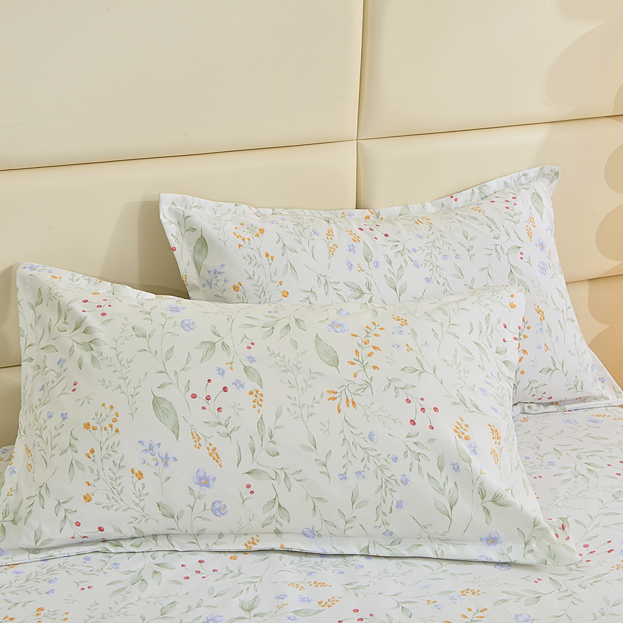 91家纺网 家纺一手货源 找家纺 小雨家纺 2026新款云锦棉韩版印花单床裙系列 云望舒9053（山野绿）