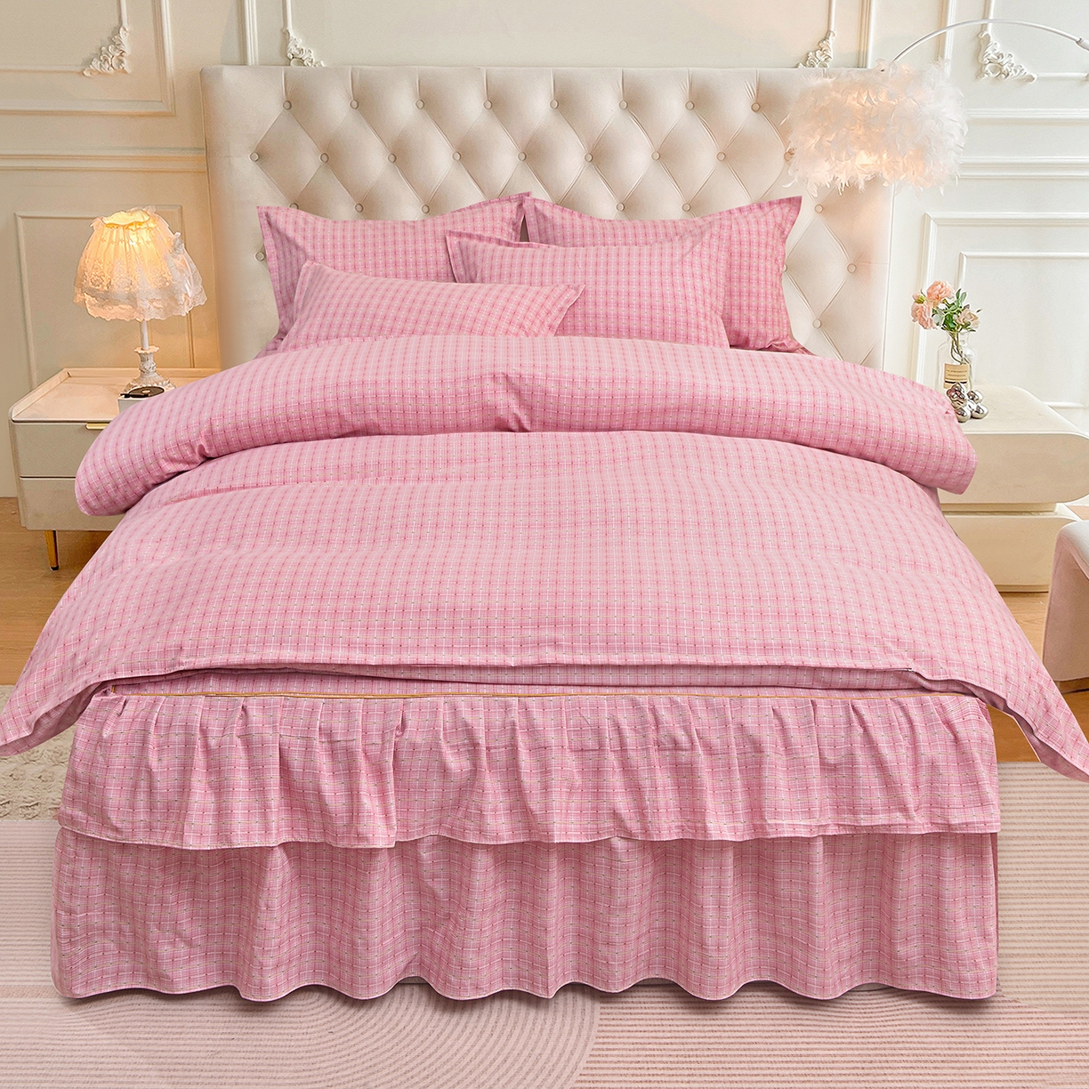 91家纺网 家纺一手货源 找家纺 小雨家纺 2026新款12868纯棉三件套 爱尚-灰