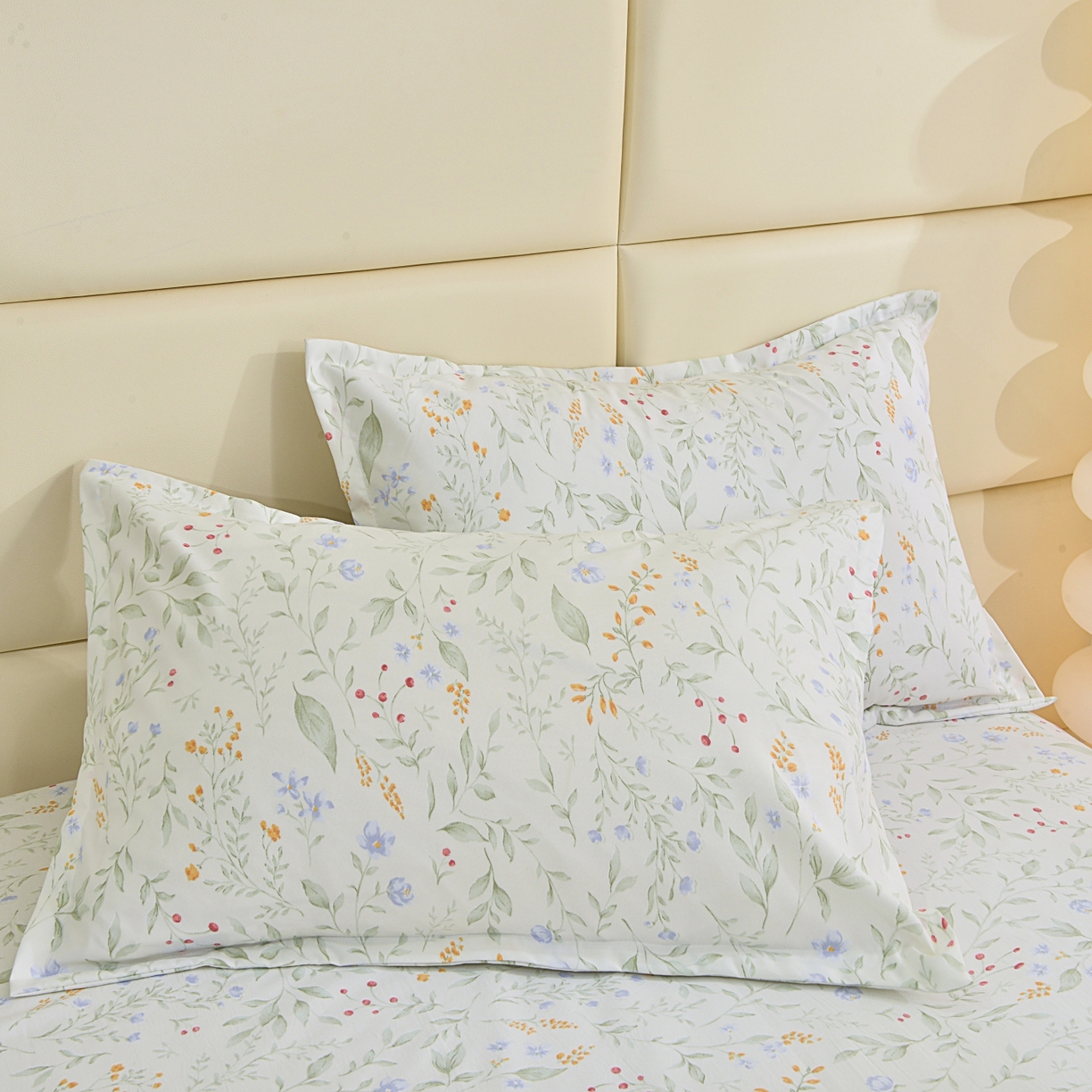 91家纺网 家纺一手货源 找家纺 小雨家纺 2026新款云锦棉韩版印花四件套系列 云望舒9053（山野绿）