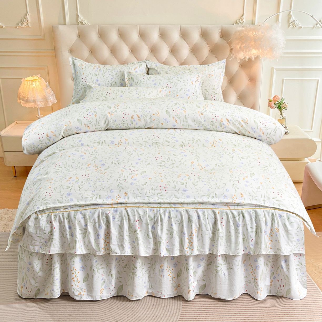 小雨家纺 2026新款云锦棉韩版印花四件套系列 云望舒9053（山野绿）