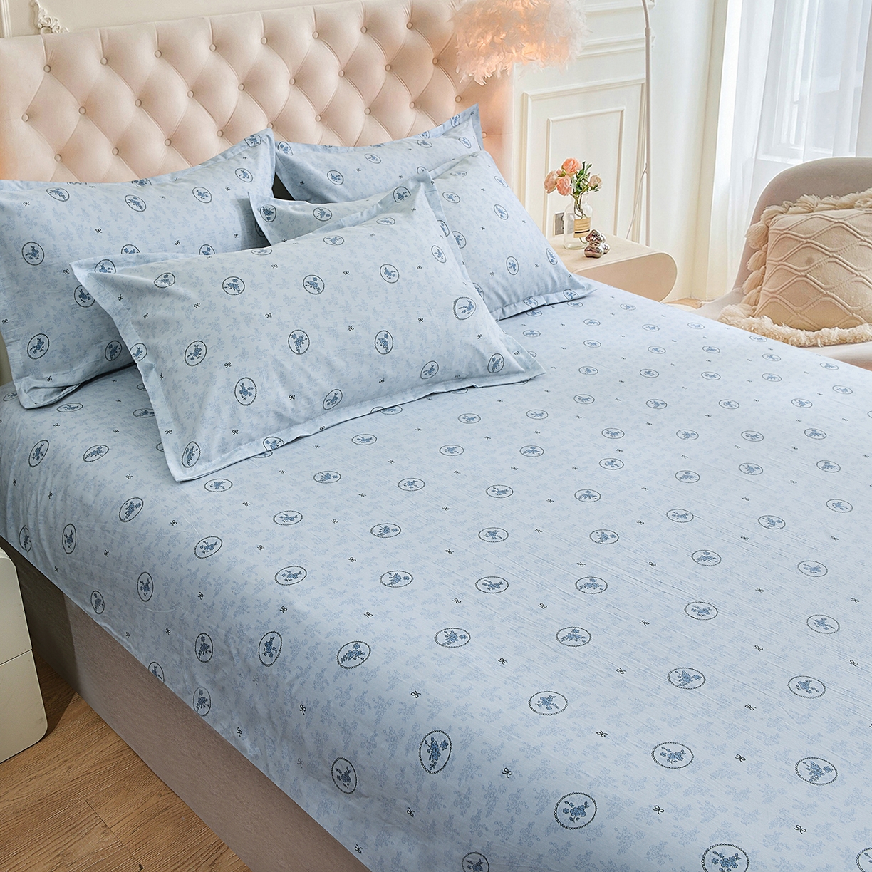 91家纺网 家纺一手货源 找家纺 小雨家纺 2026新款云锦棉韩版印花四件套系列 花香漫漫