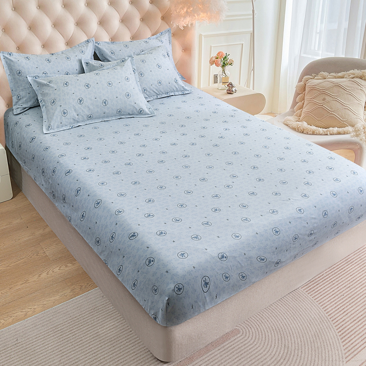 91家纺网 家纺一手货源 找家纺 小雨家纺 2026新款云锦棉韩版印花四件套系列 花香漫漫