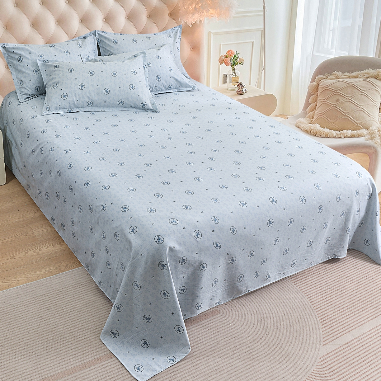 91家纺网 家纺一手货源 找家纺 小雨家纺 2026新款云锦棉韩版印花四件套系列 花香漫漫