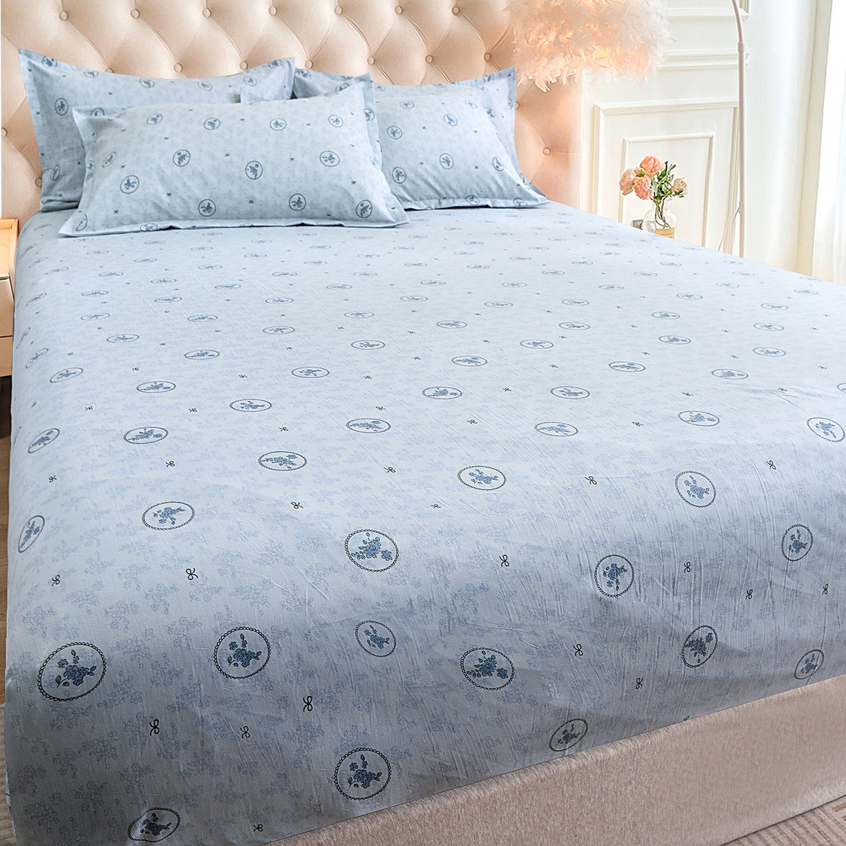 91家纺网 家纺一手货源 找家纺 小雨家纺 2026新款云锦棉韩版印花四件套系列 花香漫漫