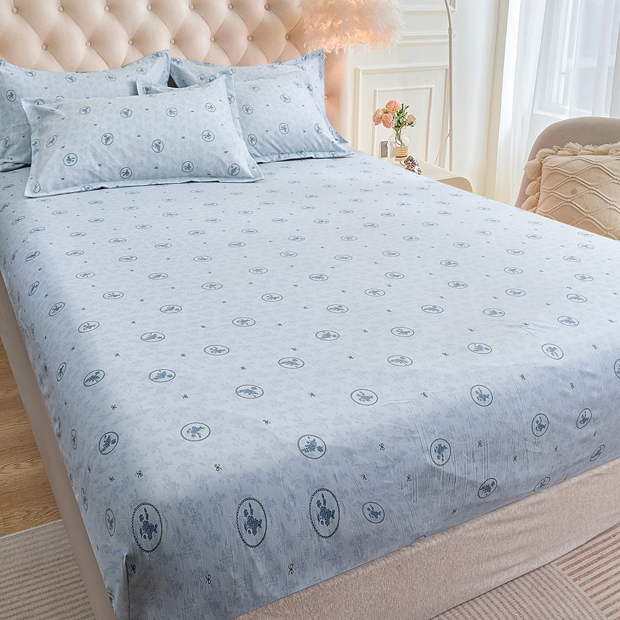 91家纺网 家纺一手货源 找家纺 小雨家纺 2026新款云锦棉韩版印花四件套系列 花香漫漫