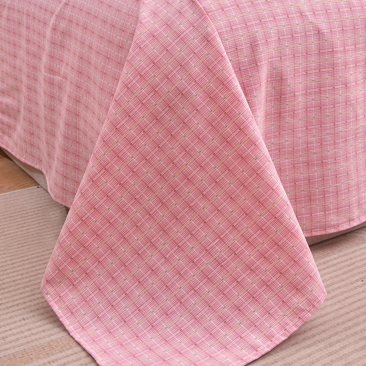 91家纺网 家纺一手货源 找家纺 小雨家纺 2026新款云锦棉韩版印花四件套系列 阿波罗（樱花粉）