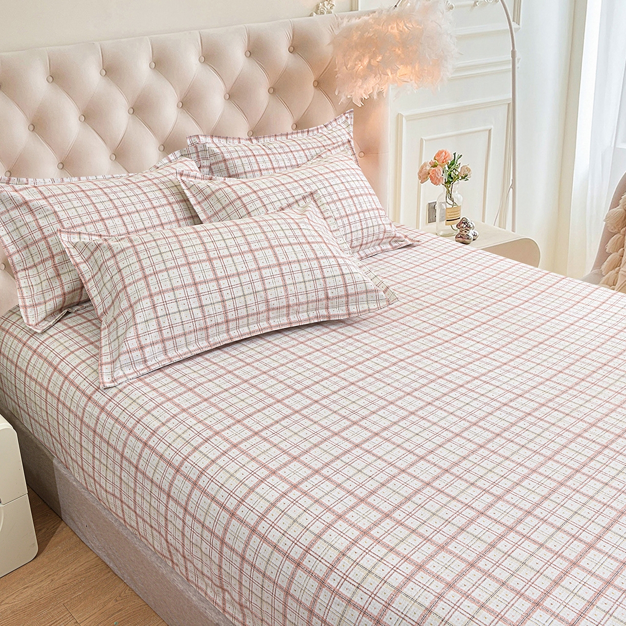 91家纺网 家纺一手货源 找家纺 小雨家纺 2026新款云锦棉韩版印花四件套系列 卡德尔（拿铁棕）