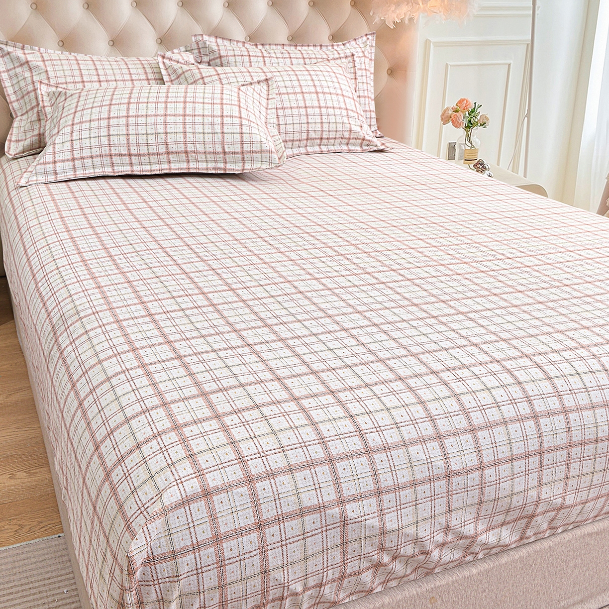 91家纺网 家纺一手货源 找家纺 小雨家纺 2026新款云锦棉韩版印花四件套系列 卡德尔（拿铁棕）